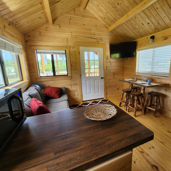 Cabin interior with coastal décor