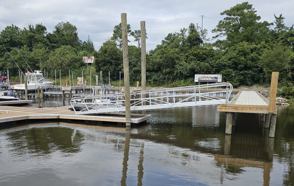 Wide view of the marina docks